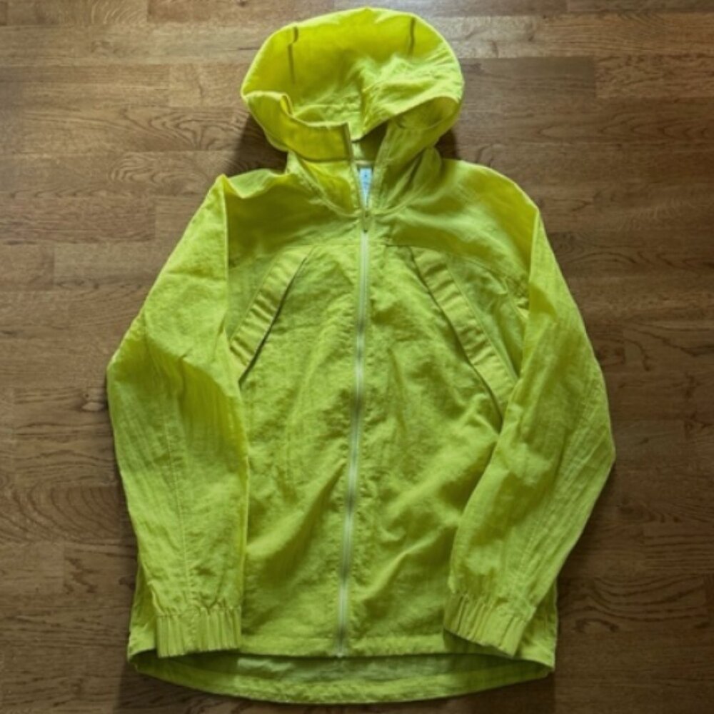 lululemon clear intention jacket soleil yellow windbreaker rain water hood 6 zip